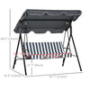 Outsunny 3 Seater Garden Swing Chair, Outdoor Swing Chair with Adjustable Canopy, Mental Frame & Cushions, Grey