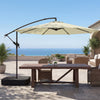 Outsunny 3 m Garden Cantilever Parasol with Cross Base, Sandbag, 360Â° Rotating Overhanging Banana Umbrella, Beige