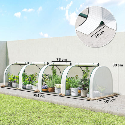 Outsunny 395  x 100 cm Low Tunnel Greenhouse - White