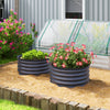 Outsunny Set of 2 Raised Garden Bed, Metal Planter Box with Safety Edging, Easy-to-assemble Stock Tank, Dark Grey