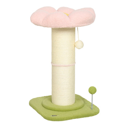 PawHut Cat Tree, Flower Cat Scratching Post with Thick Sisal Post, Dangling & Spring Balls, Bed, Kitty Activity Centre