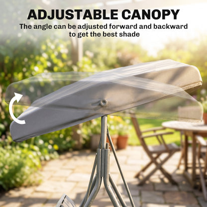 Outsunny 3 Seater Swing Chair, Garden Swing Bench with Adjustable Tilting Canopy, Breathable Mesh Seat and Heavy Duty Steel Frame for Patio, Garden, Grey