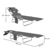 Outsunny Foldable Sun Lounger Set of 2, Beach Chaise Lounge with Reading Hole, Arm Slots, 5-Position Adjustable Backrest, Side Pocket, Pillow for Garden, Beach, Pool, Dark Grey