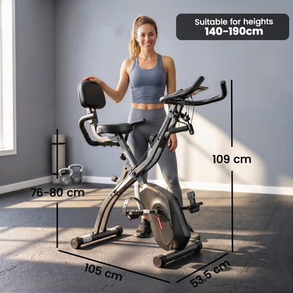 SPORTNOW 3-In-1 Folding Exercise Bike with Resistance Bands, Bluetooth App, 8-Level Magnetic Resistance, LCD Display, Black