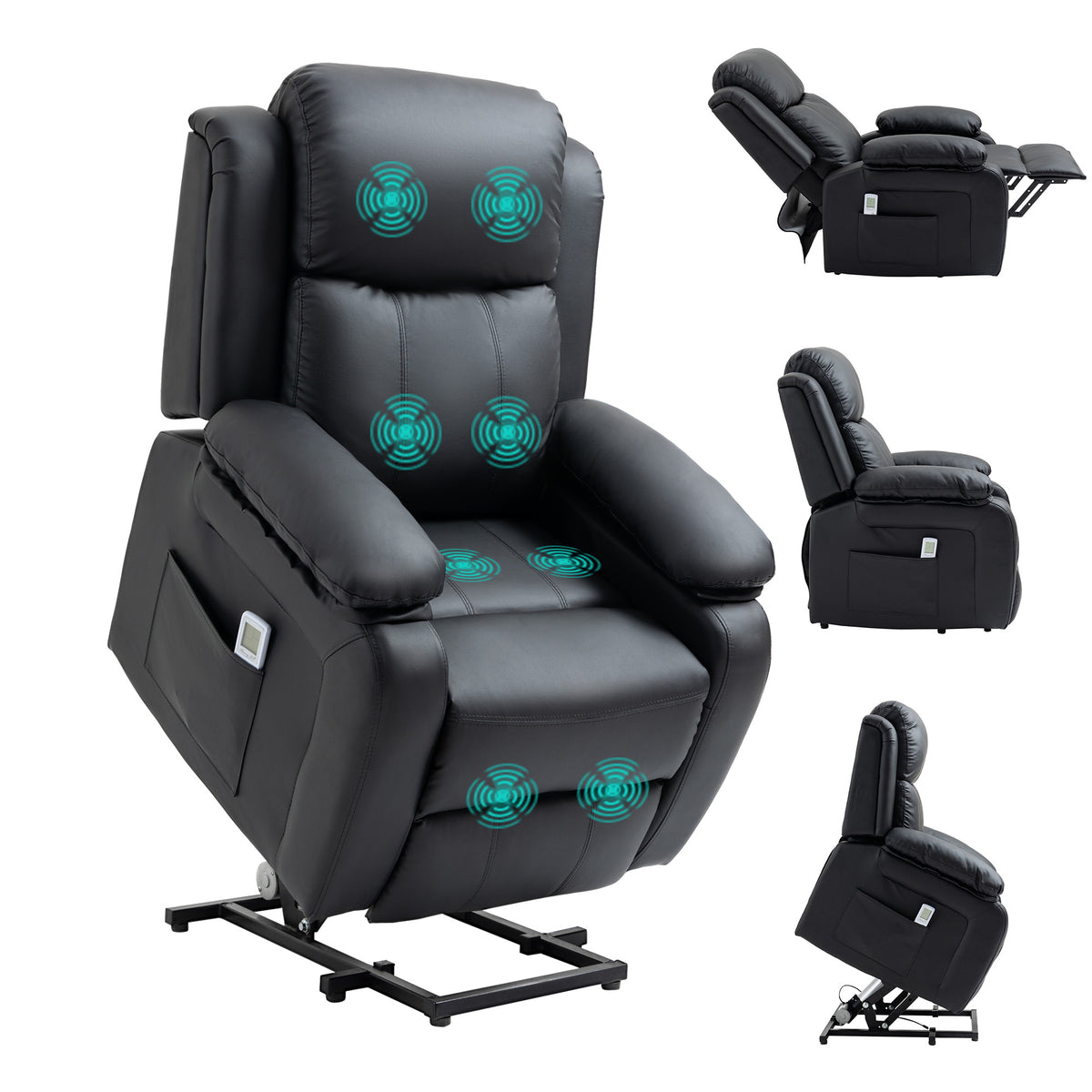 HOMCOM Riser and Recliner Chair with Vibration Massage in Black