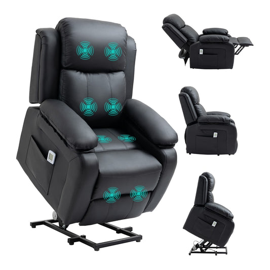 HOMCOM Riser and Recliner Chair with Vibration Massage in Black