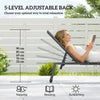 Outsunny Sun Loungers Set of 2 with Side Tray Table, Garden Recliners with 5-Position Adjustable Backrest, 2 Wheels, Khaki