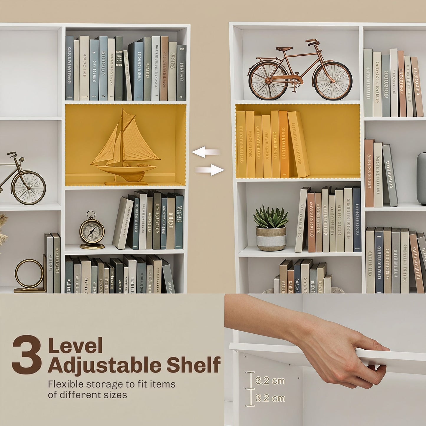 HOMCOM Bookcase with Open Storage, 6-Tier Bookshelf with Anti-Tipping Hardware, White