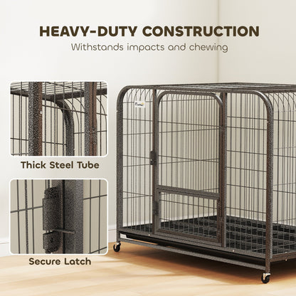 PawHut Heavy Duty Dog Crate,109 x 72 x 85 cm, Large Dog Cage for Small to Large Breeds