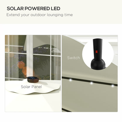 Outsunny Solar Patio Umbrella with LED and Tilt in Cream White