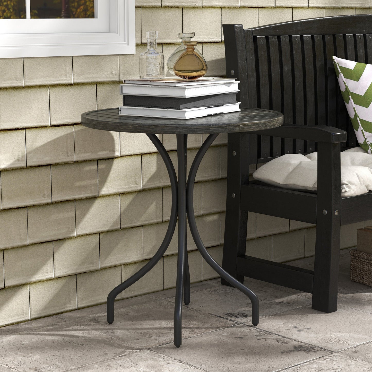 Outsunny a66cm Galvanised Steel Garden Table - Grey