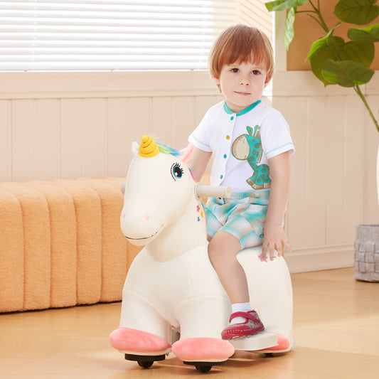 AIYAPLAY 6V Electric Ride on Unicorn in White