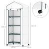 Outsunny 4 Tier Mini Portable Greenhouse Compact Plant Grow Shed Metal Frame PE Cover with Lockable Rolling Wheels , White