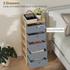 HOMCOM Chest of Drawers, 5 Fabric Drawers Narrow Dresser with Bamboo Frame, Light Grey