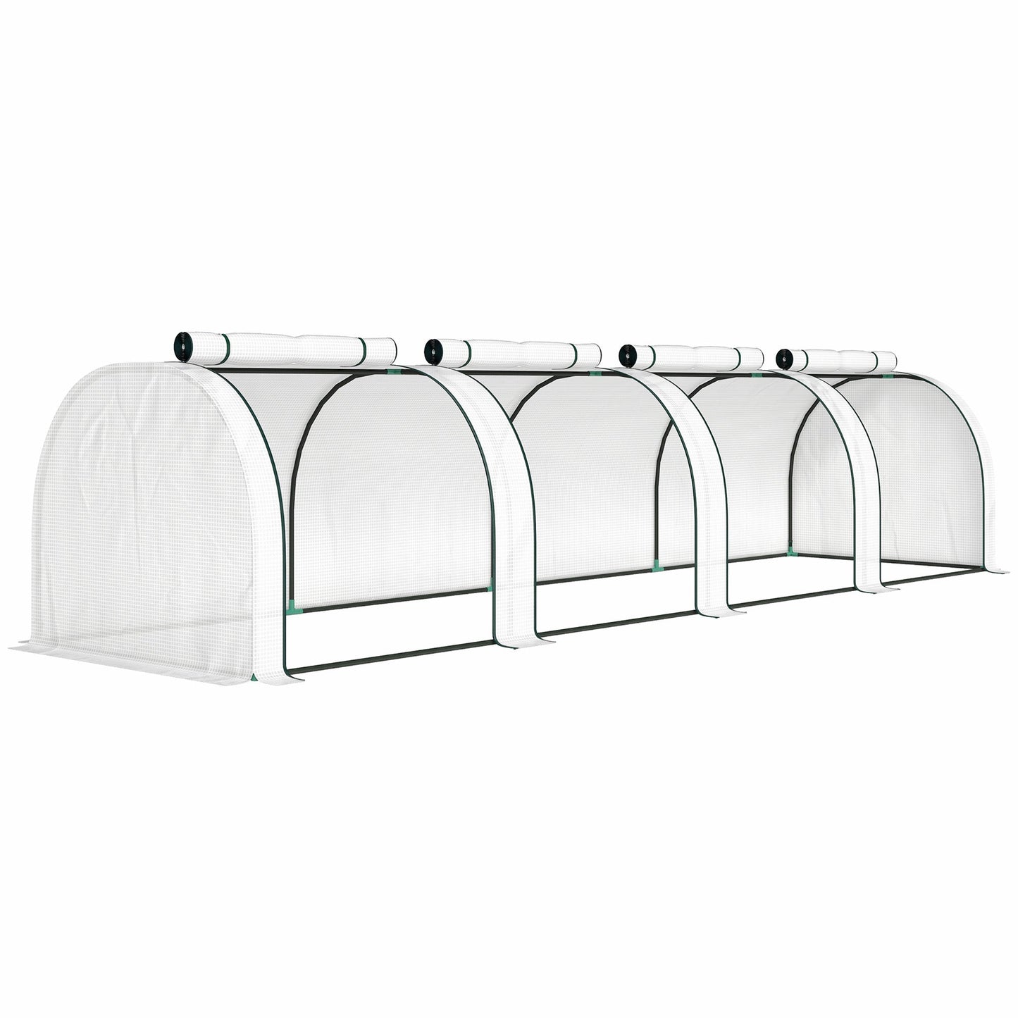Outsunny 395  x 100 cm Low Tunnel Greenhouse - White