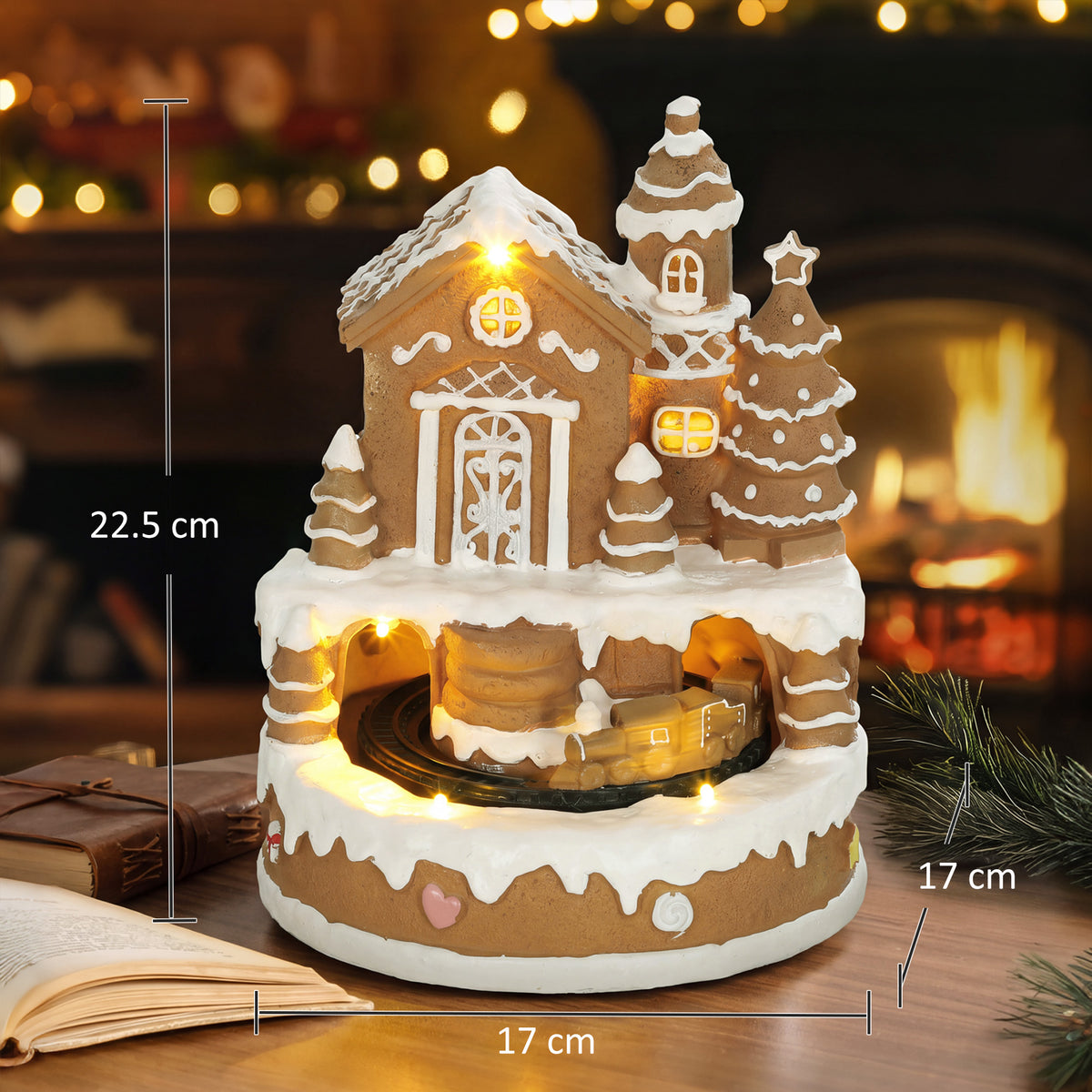 HOMCOM Christmas Gingerbread House in Brown