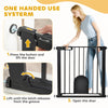 PawHut Dog Gate with Cat Flap Pet Safety Gate Barrier, Stair Pressure Fit, Auto Close, Double Locking, for Doorways, Hallways, 75-82 cm Black