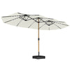 Outsunny Double Sided Garden Parasol with Base Included & 48 Solar LED Lights Patio Umbrella Crank Handle 4.6m Cream White