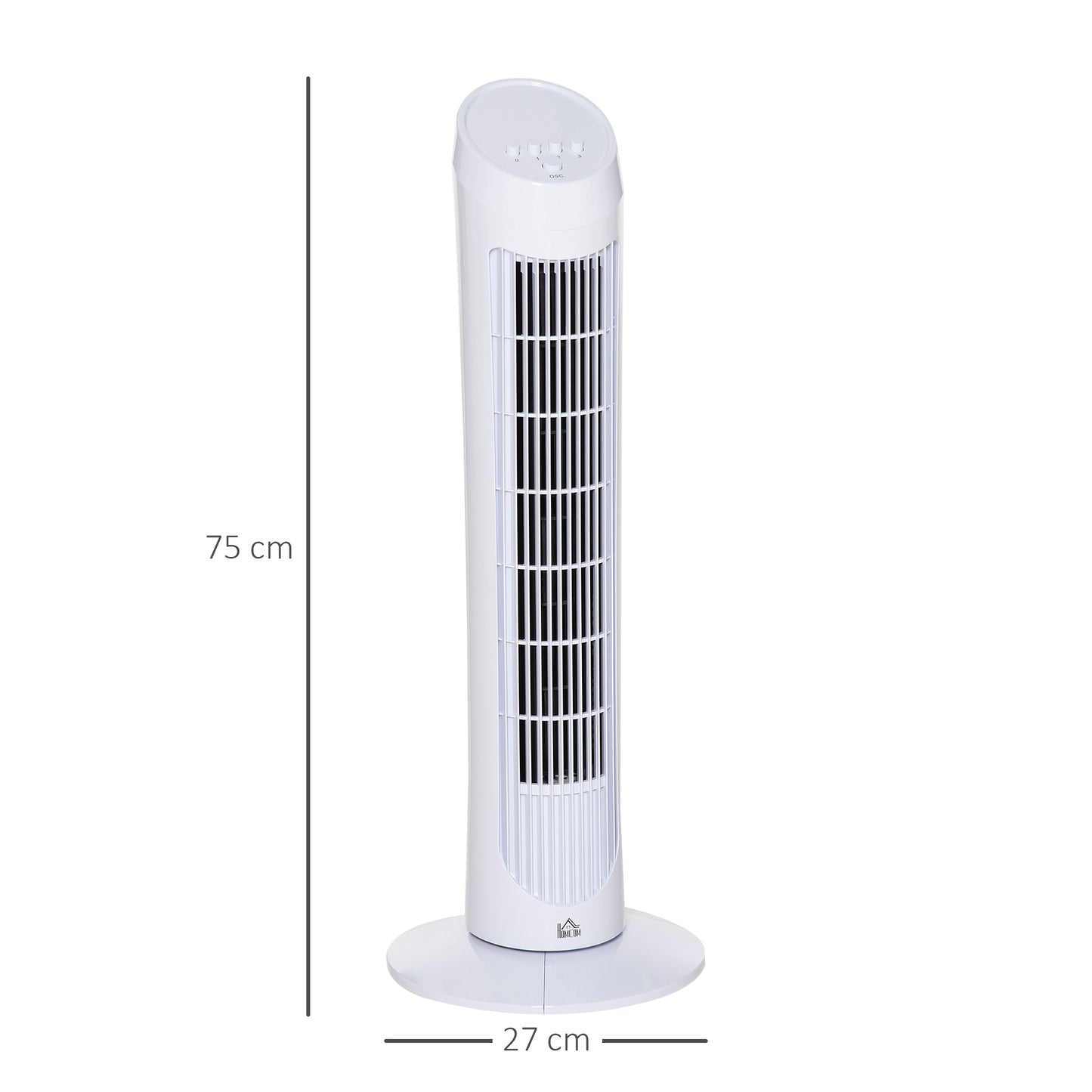 HOMCOM Tower Fan for Bedroom Cooling, 30 Inch Electric 70√Ç¬∞ Oscillating Fan with 3 Speed Settings, Standing Floor Fan for Home Office Indoor, White