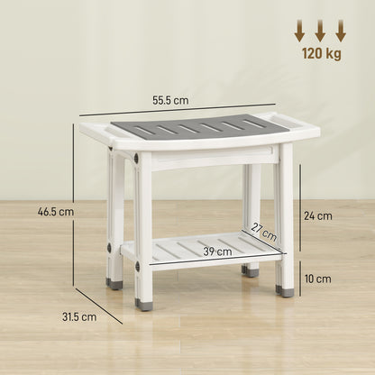 HOMCOM Shower Bench in White and Grey
