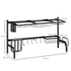 HOMCOM Space Saving 2 Tier Adjustable Dish Drainer Over The Sink Dish Drying Rack, Black