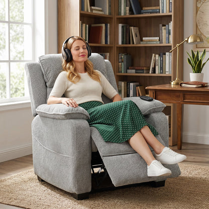 HOMCOM Power Recliner Armchair with Massage and Heat, Electric Reclining Chair with Wide Spring Seat, Light Grey