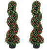 HOMCOM Decorative Artificial Plants Set of 2, UV Resistant Fake Plants in Pot for Indoor Outdoor Decor, 90cm, Red