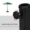 Outsunny 25 kg Parasol Base, Heavy Duty Concrete Patio Umbrella Stand with Adjustable Knob, 49 cm Round Garden Parasol Holder for 35 to 48 mm Poles, Black