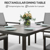 Outsunny Seven-Piece Metal Dining Set, with Glass-Top Table - Grey