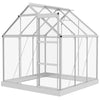 Outsunny 6 x 6ft Walk-In Greenhouse, Polycarbonate Greenhouse with Sliding Door, Window, Aluminium Frame, Foundation, Silver