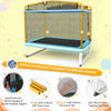 190CM 3-in-1 Kids Rectangle Trampoline with Enclosure Net and Horizontal Bar-Yellow