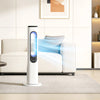 HOMCOM Bladeless Tower Fan for Bedroom, 35dB Standing Cooling Fan with 50° Oscillating, LED Lights, 3 Speeds, 15H Timer, White