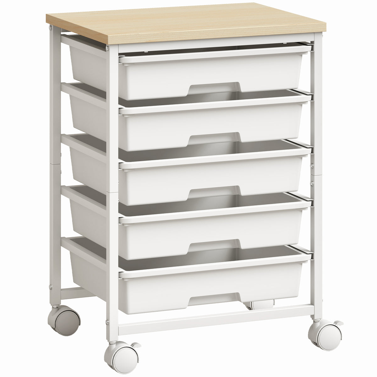 HOMCOM 6-Tier Storage Trolley on Wheels in White