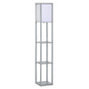 HOMCOM 3-Tier Floor Lamp, Floor Light with Storage Shelf, Reading Standing Lamp with Acrylic Shade for Living Room, Bedroom, Kitchen, Dining Room, Office, Dorm, 160cm, Grey