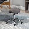 HOMCOM Cosmetic Stool 360 Rotate Height Adjustable Salon Massage Spa Chair Hydraulic Rolling Faux Leather Saddle Stool, Grey