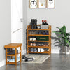 HOMCOM 5-Tier Shoe Rack, Acacia Wooden Shoe Storage Organiser with Hangers, Holds up to 19 Pairs, for Entryway, Living Room, 64 x 26 x 82 cm, Teak
