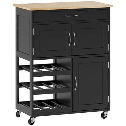 HOMCOM Modern Kitchen Trolley in Black