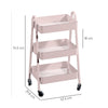 HOMCOM Three-Tier Storage Trolley - Pink