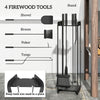 Outsunny 5 Pieces Fireplace Companion Set, Metal Fireplace Accessories Fireside Companion Set with Brush, Shovel, Poker, A Pair of Tongs, Stand, Black
