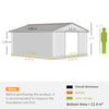 Outsunny 13 x 11ft Metal Garden Shed, Waterproof Outdoor Bike Storage Shed Galvanised with Vents, Foundation Kit, Apex Roof and Lockable Double Doors for Patio Lawn, Light Brown
