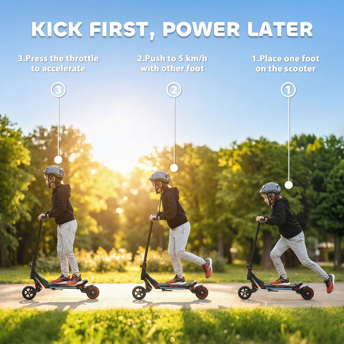 SPORTNOW Electric Scooter for Kids, Foldable E Scooter for Age Age 6+ with LED Display, RGB lights, Up to 16km/h, Black