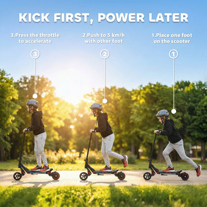 SPORTNOW Electric Scooter for Kids, Foldable E Scooter for Age Age 6+ with LED Display, RGB lights, Up to 16km/h, Black