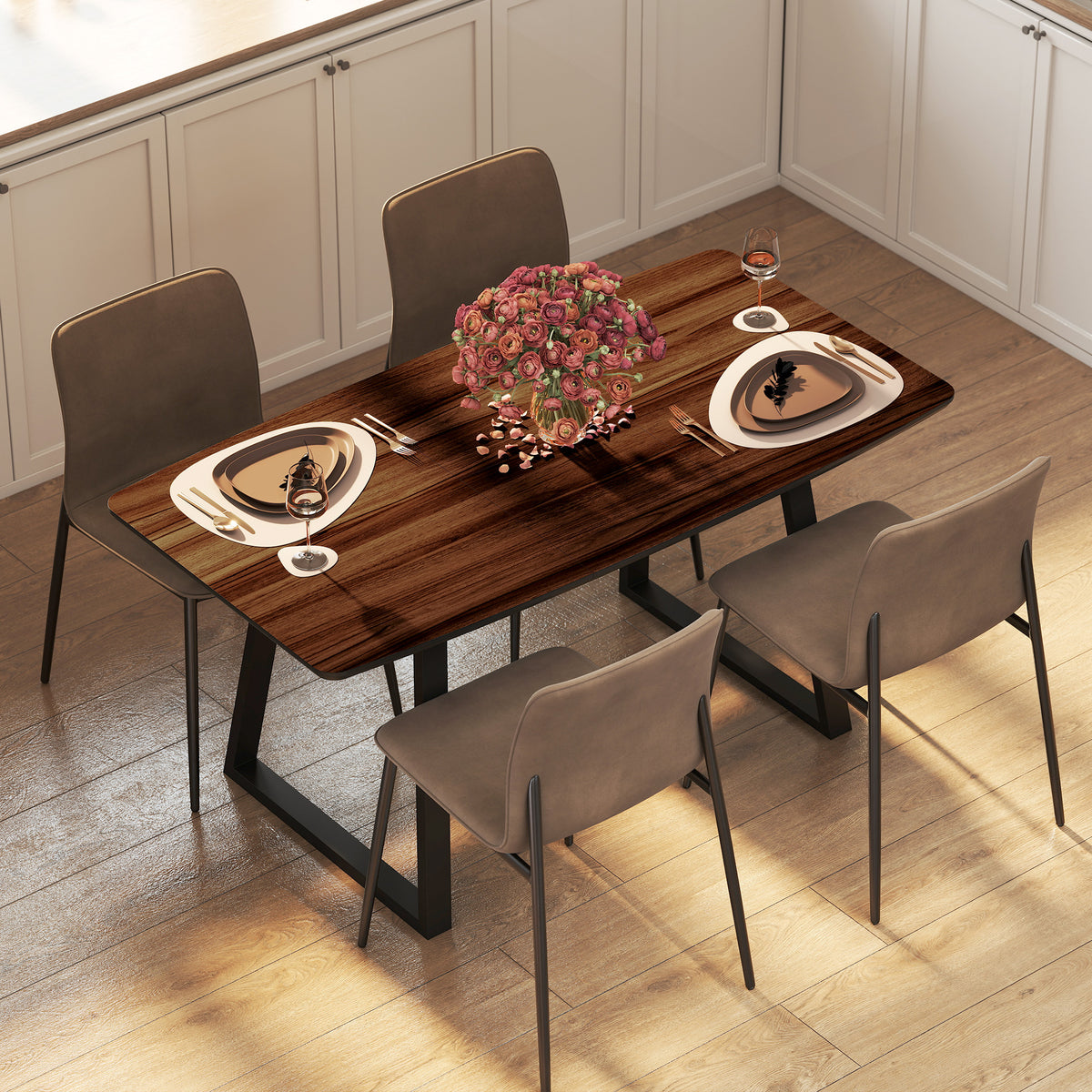 HOMCOM Extendable Dining Table Rectangular Wood Effect Tabletop in a Natural Wood Finish
