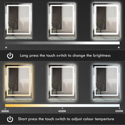 kleankin LED Bathroom Mirror with Lights and Shelf in Clear
