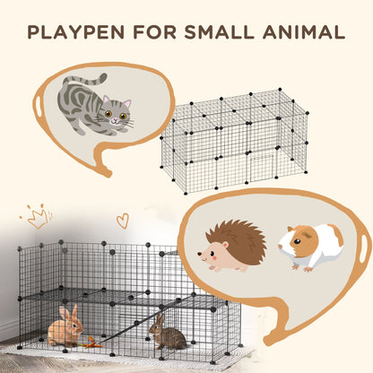 PawHut DIY Pet Playpen سياج معدني سلكي داخلي وخارجي للارانب والحيوانات الصغيرة قفص 36 لوحة اسود