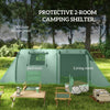 Outsunny Four Man Duo Room Tunnel Tent, with Accessories - Grey