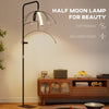 HOMCOM Half Moon Lash Light, Beauty Floor Lamp with 350Â° Rotatable Head, 7 Colour Temperature and Phone Holder, Dimmable Standing Lamp for Eyelash Extension, Tattoo, Nails, Skincare, Black