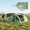 Outsunny 4 Person Easy Setup Family Camping Tent with 2 Rooms, Waterproof Tunnel Tent w/ Sewn In Groundsheet, Green & Grey