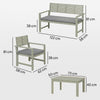 Outsunny 4 Seater Wooden Garden Furniture Set with Loveseat, Armchairs, Table, Acacia Wood Garden Sofa Set, Light Grey
