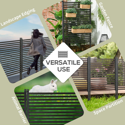 Outsunny Garden Fence with 2 Standing Ways for Hard & Soft Ground, Decorative Outdoor Divider, Animal Barrier Fence, Brown
